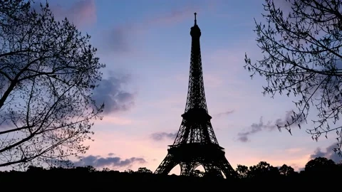 Paris Eiffel Tower Landscape Trees Tree River, Stock Footage 238424465