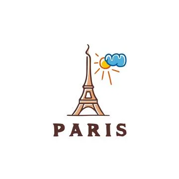 Paris Eiffel tower logo design. Vector illustration of the Eiffel tower Stock Illustration