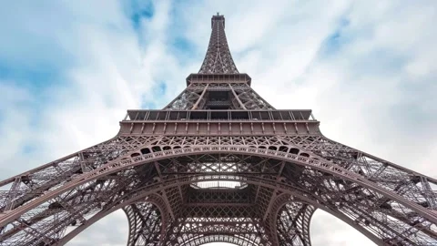 Paris Eiffel Tower Low Angle View Stock Footage 332470555