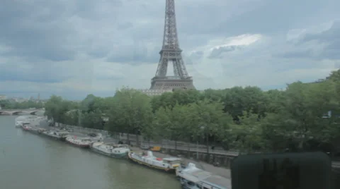 Paris Eiffel tower from the metro Stock Footage 26027011