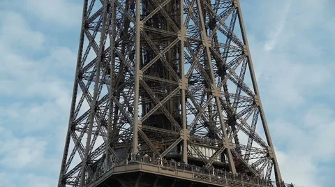 Paris Eiffel Tower in native slow motion travelling dolly long shot Stock Footage 60906392