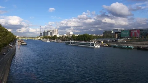 Paris - Eiffel Tower - Seine - 2 Stock Footage 88038159