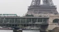 Paris Eiffel Tower silhouette Bir-Hakeim Bridge Elevated Metro Line Paris day HD Footage