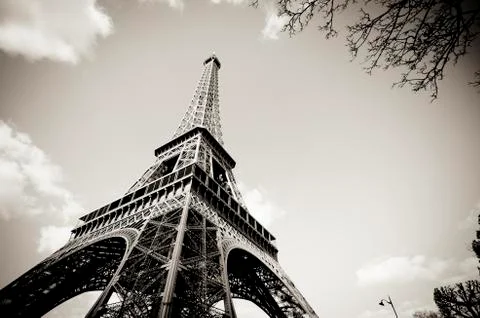 Paris, The Eiffel Tower in the sky Stock Photos