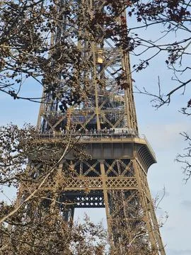 Paris Eiffel Tower, in spring with beautiful sky in the background Stock Photos
