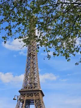 Paris Eiffel Tower, in spring with beautiful sky in the background 写真素材
