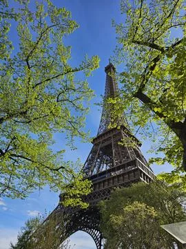 Paris Eiffel Tower, in spring with beautiful sky in the background 写真素材