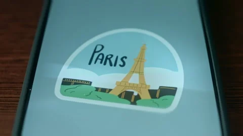 Paris with Eiffel Tower sticker, presentation Stock Footage 310054948