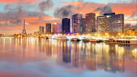 Paris with Eiffel Tower, Time lapse Stock-Footage 74953578