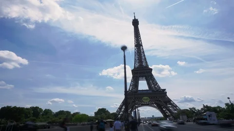 Paris Eiffel tower timelapse iconic view Stock Footage 93036721
