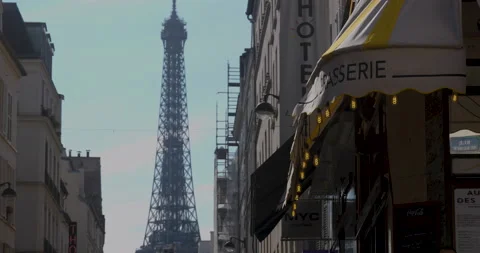 Paris Eiffel Tower - Tour Eiffel in France between houses in 8k 動画素材 210459659