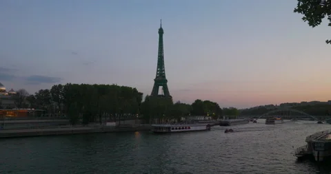 Paris Eiffel Tower - Tour Eiffel in France at evening in 8k Stock Footage 210569463