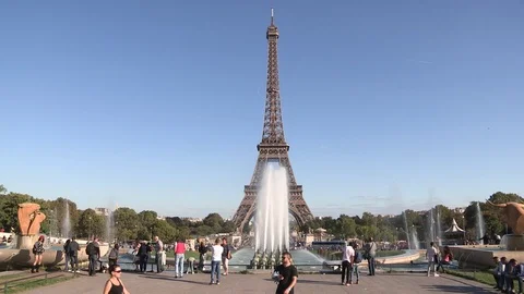 Paris Eiffel Tower from Trocadero Stock Footage 94874058