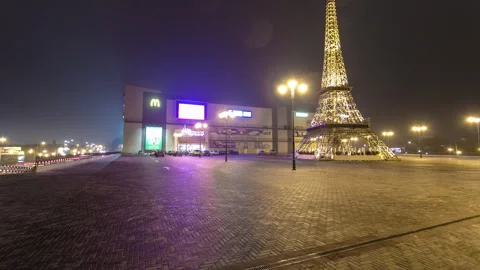 Paris Eiffel Tower view from above night timelapse hyperlapse. Stock Footage 278872391