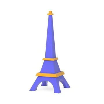 Paris Eiffel Tower Web Icon Sign. 3d Rendering Illustrazione stock