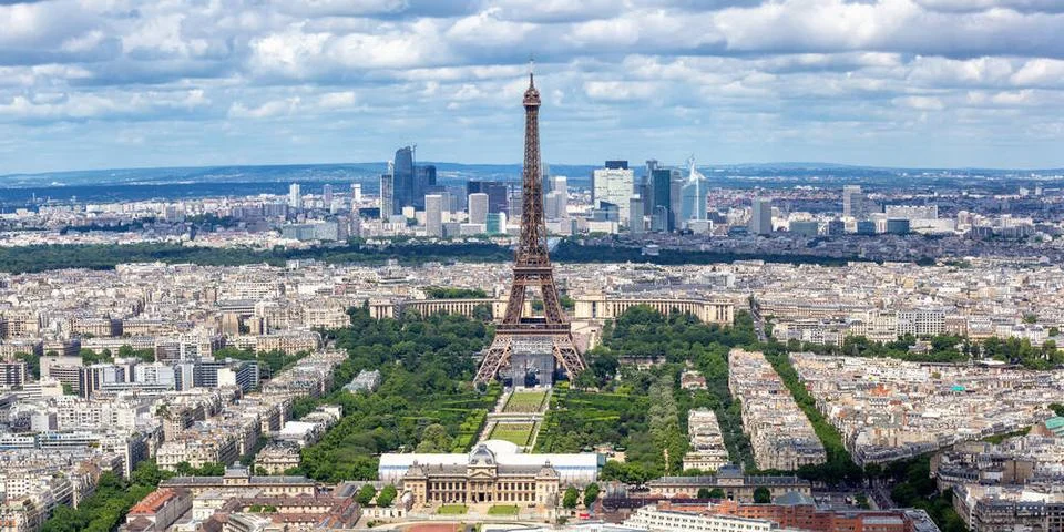 Paris Eiffel Turm Eiffelturm Eiffel-Turm Reisen Panorama von oben in Frank... 库存照片