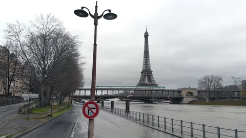 Paris With Empty Streets And No People, quarantine by coronavirus Stock Footage 127185954