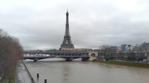 Paris With Empty Streets And No People, quarantine by coronavirus Stock Footage 127186283
