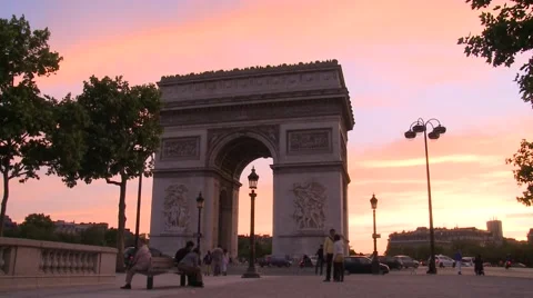 Paris Evenings Arch of Triumph Stock Footage 44632904