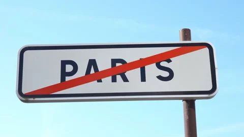Paris exit road sign at the limit of the city in France Stock Footage 257326721