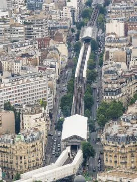 Paris external metro train system, aerial view 스톡 사진