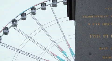 Paris Farrel Wheels and monument in the foreground. Stock Footage 68489507