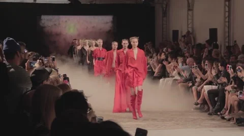 Paris Fashion week epic runway opening Stock Footage