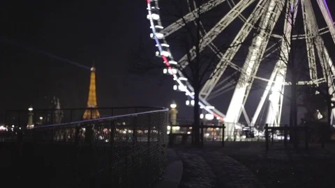 The Paris Ferris Wheel at night Stock Footage 71533899