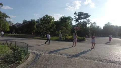 Paris france , 05 05 2026 : Parc Monceau walking POV Stock Footage 341001653