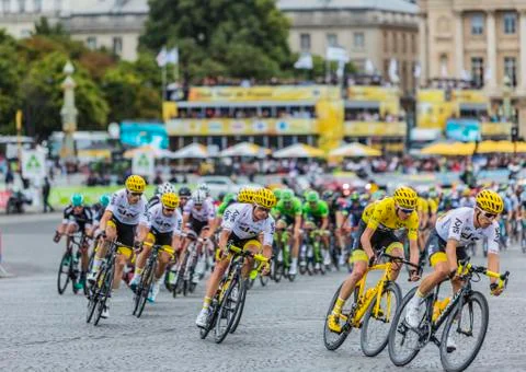 Paris, France - 23 July, 2017: The Peloton in Paris - Tour de France 2017 Stock Photos