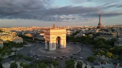 Paris  France: Arc de Triomphe Triumphal Arch at Chaps Elysees Stock Footage 313321553