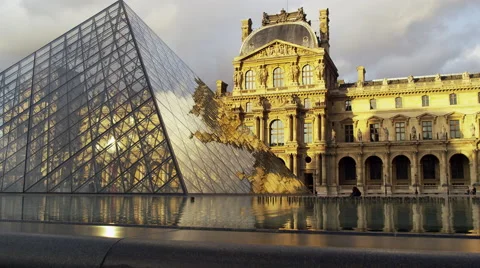 Paris France The Louvre Museum 4K Stock Video Footage Stock Footage