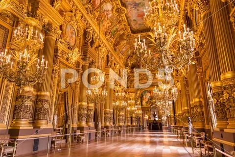 Paris, France, March 31 2017: Interior view of the Opera National de Paris Stock Photos