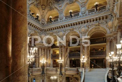Paris, France, March 31 2017: Interior view of the Opera National de Paris Stock Photos