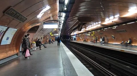 Paris, France  Metro Station Arts & Metier Stock Footage