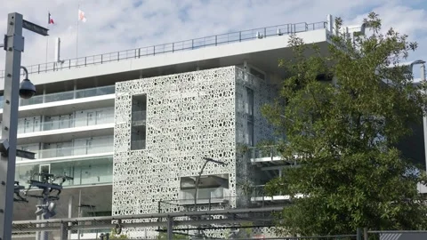 PARIS, FRANCE - SEPTEMBER 1, 2026 - Roland Garros tennis stadium building facade Видео 344863653