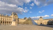 Paris France Time Lapse 4K, Louvre Museum Pyramid Timelapse Stock Footage