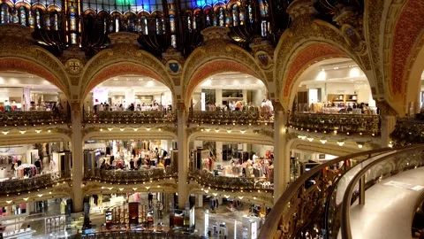 Paris Galeries Lafayette Timelapse Stock Footage 136773365