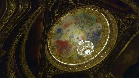 Paris Garnier Opera house ceiling Stock Footage 70180463