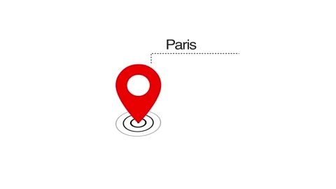 Paris GPS Map pin Location Animation with Digital Navigation Pointer on transpar Stock Footage 323932682
