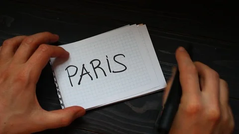 Paris Hands write a word close-up Stock Footage 105371772