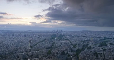 Paris from high point and tower of Eifel, France Stock Footage 106983978