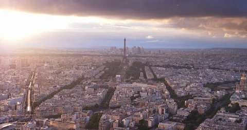 Paris from high point and tower of Eifel, France Stock Footage 108284632