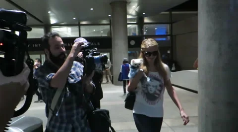 Paris HIlton at LAX Stock Footage 47576788