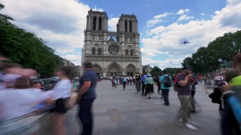Paris Hyperlapse - Notre Dame Cathedral Stock Footage 93037065