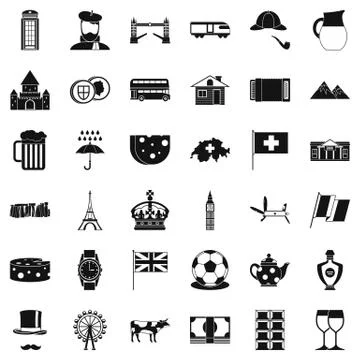 Paris icons set, simple style Stockillustratie