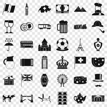 Paris icons set, simple style Stockillustratie