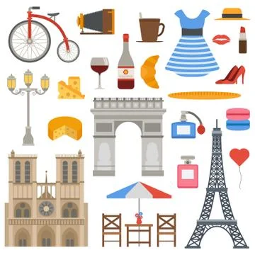 Paris icons vector set Stock Illustration
