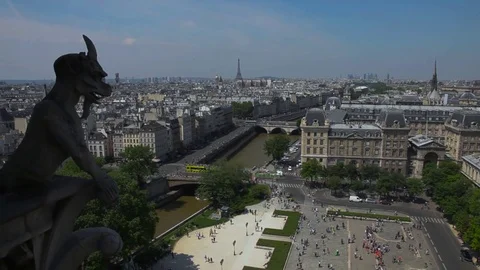 Paris. Ile de la Cite Island. A view from the tower. Video stock 72654791