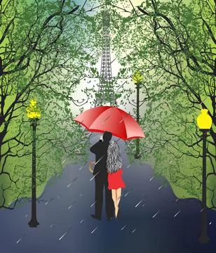 In Paris, Stock Illustration